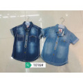 Cheap Boys summer short sleeve top T-shirt Kids Denim Blouses With Buttons